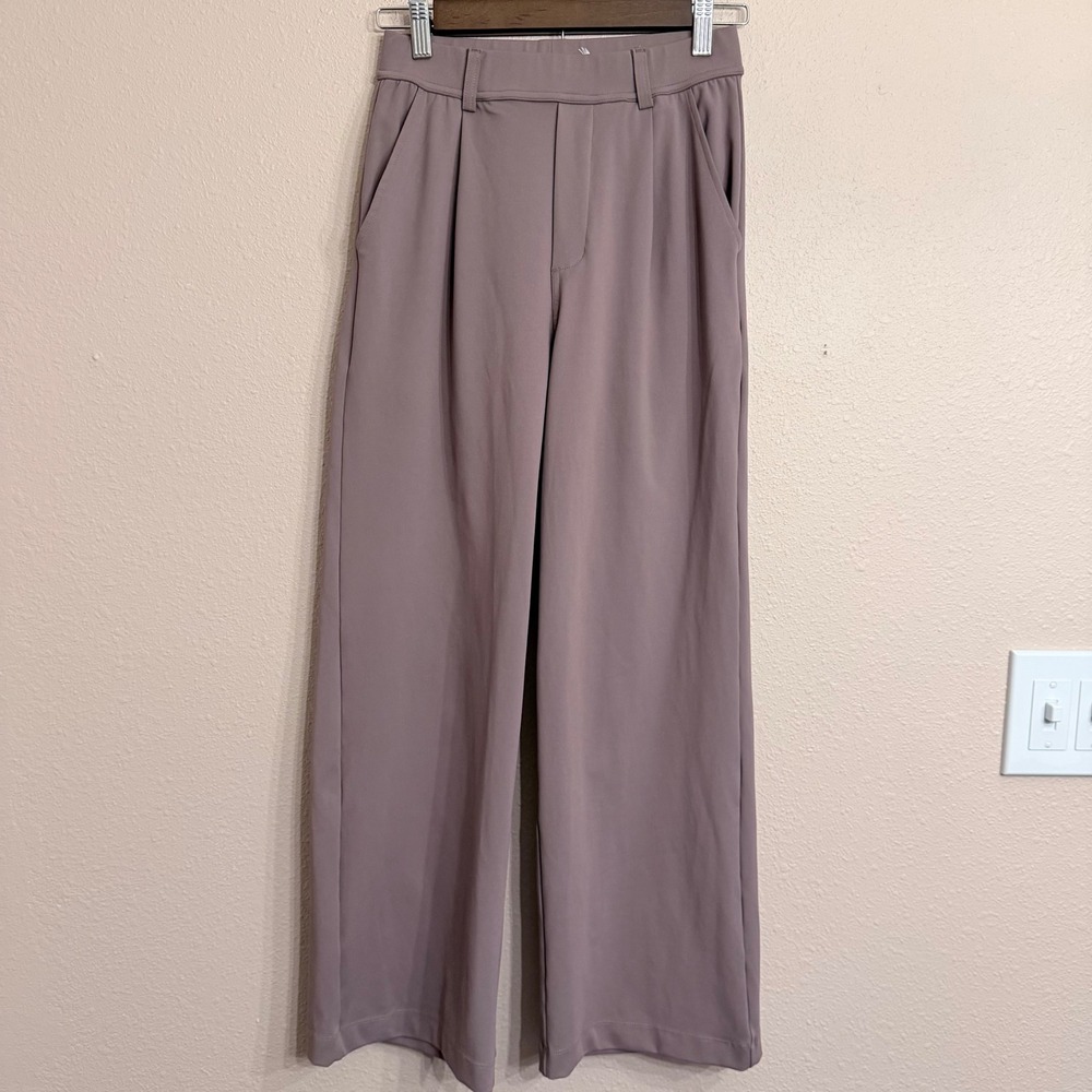 Halara Mauve High Waisted Pleated Wide Leg Trousers XS Petite 02840642